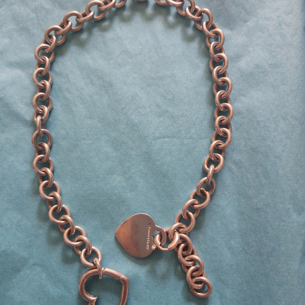 Tiffany & Co. Silver Heart Charm Necklace/ Choker